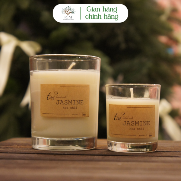 Nến Thơm Jasmine, Hương Hoa Nhài 210g, Tỏa Handmade Candle